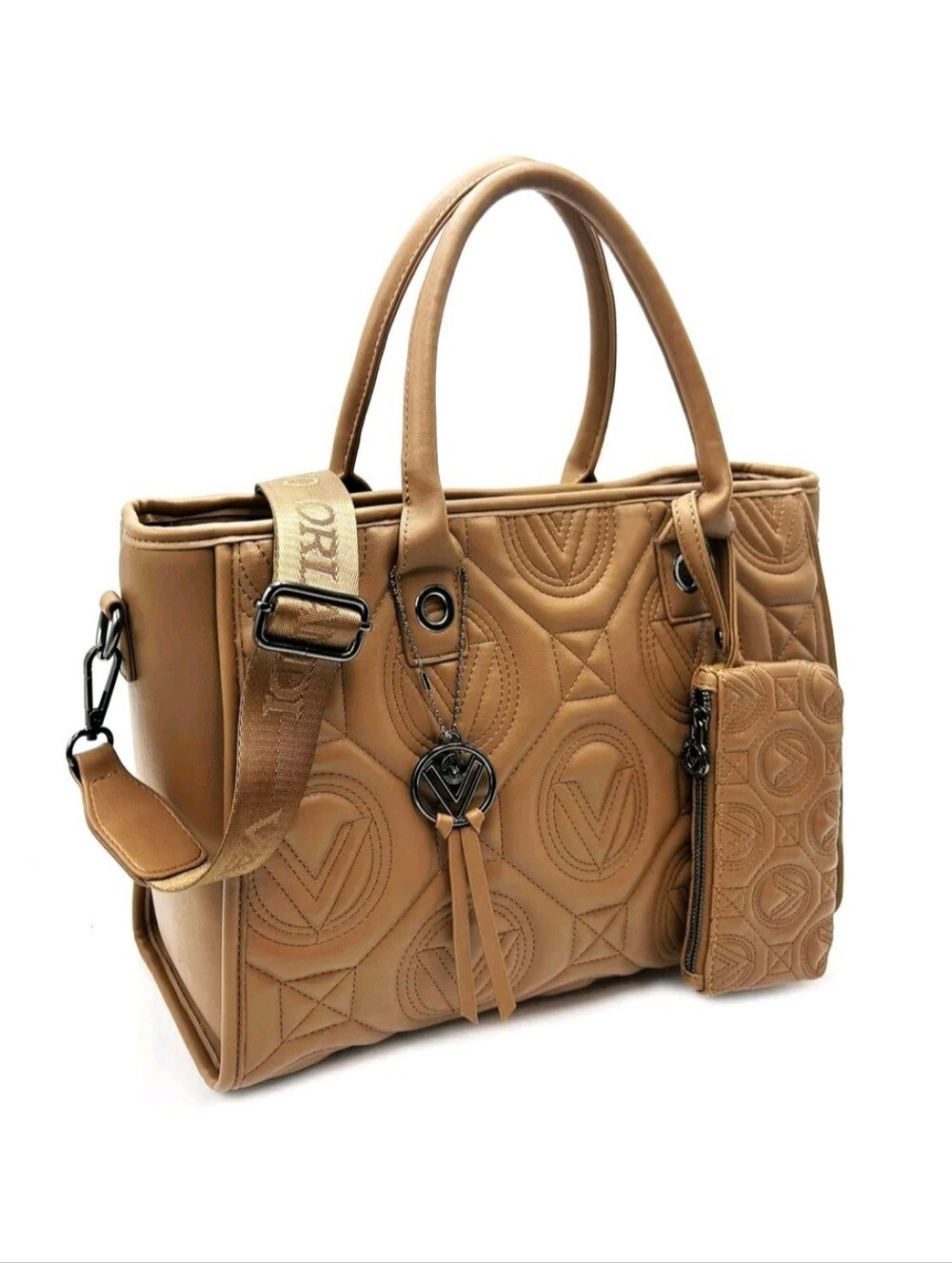 ✨ NWT VALENTINO ORLANDI Taupe Large Tote Bag w/ Matching Zip Pouch – (V-4002G) - Picture 2 of 6